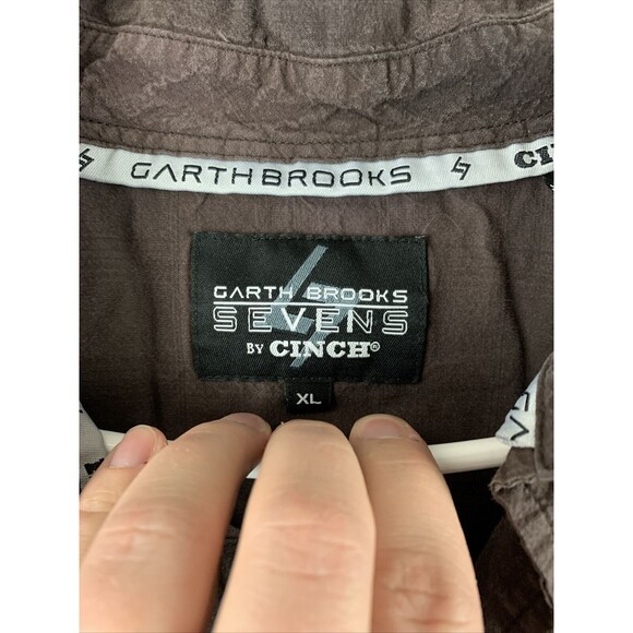 Cinch Garth Brooks Sevens Men's XL Snap Button Up Long Sleeve Brown Embroidered - Picture 2 of 10